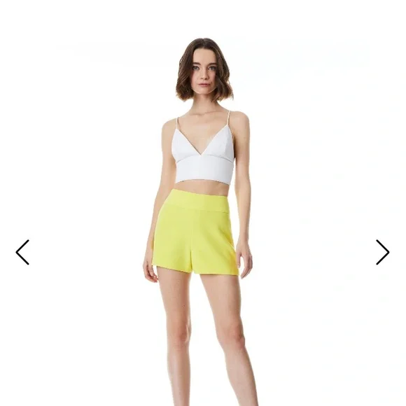Alice + Olivia Donald High Waisted Shorts in Canary - Picture 2 of 8